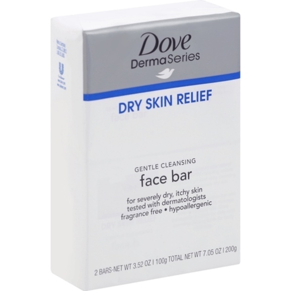 2PK (4 Bars) Dove Derma Series Dry Skin Relief Gentle Cleansing Face Bar Soap - Picture 2 of 3